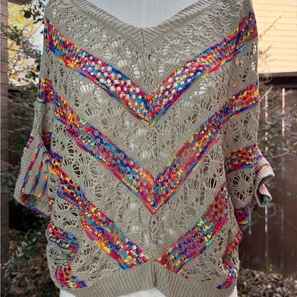 Roommates Beige Multicolor Crochet Sweater - Picture 4 of 5